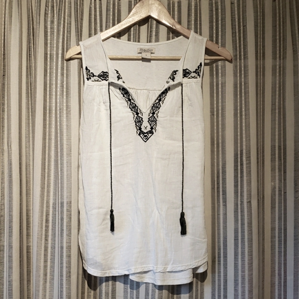 Lucky Brand embroidered gauze top